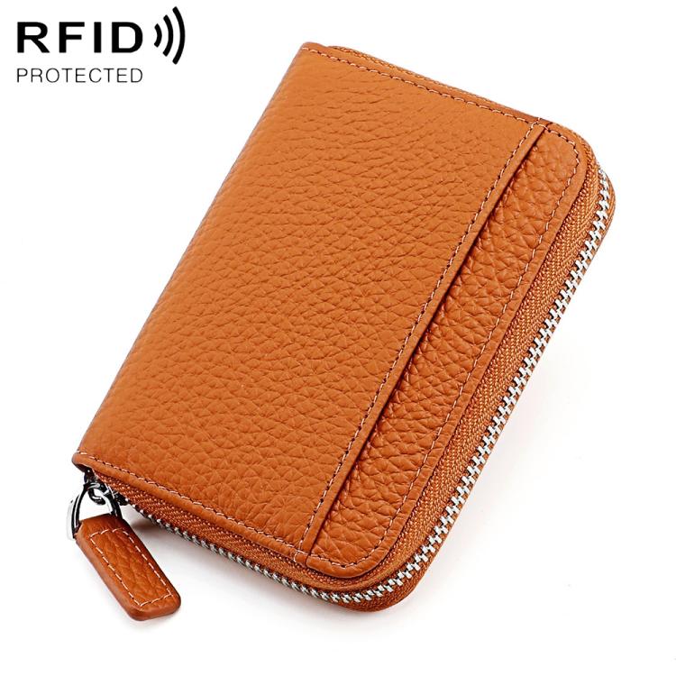 KB29 Genuine Leather RFID Zipper Accordion Card Holder