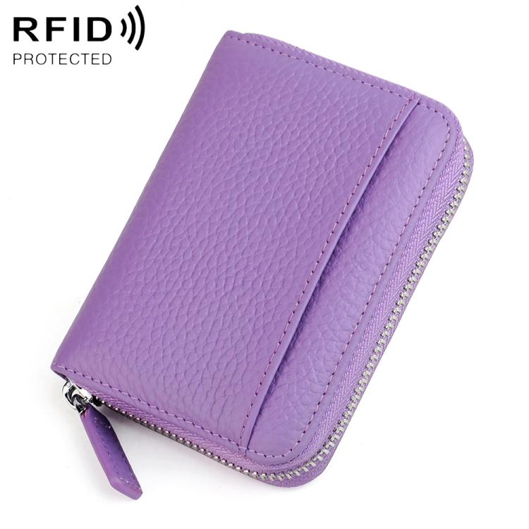 KB29 Genuine Leather RFID Zipper Accordion Card Holder