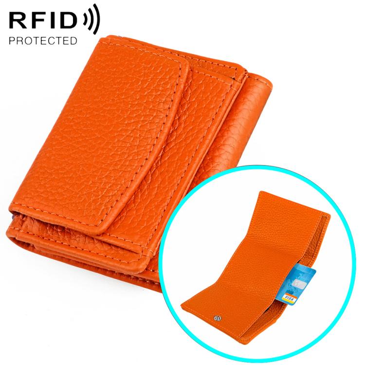 Women RFID Short Genuine Leather Wallet