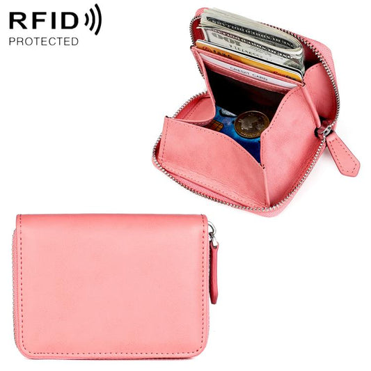 KB228 RFID Genuine Leather Zipper Storage Bag