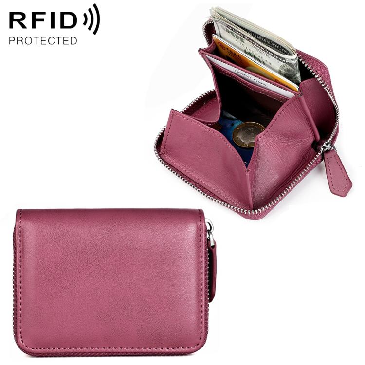 KB228 RFID Genuine Leather Zipper Storage Bag