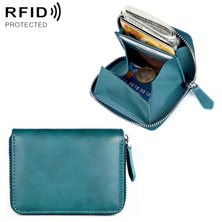 KB228 RFID Genuine Leather Zipper Storage Bag