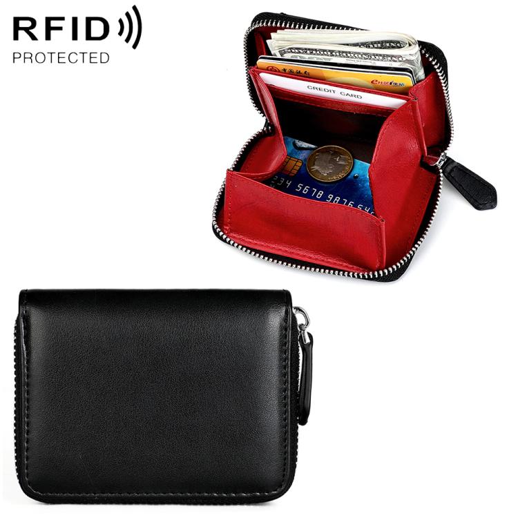KB228 RFID Genuine Leather Zipper Storage Bag