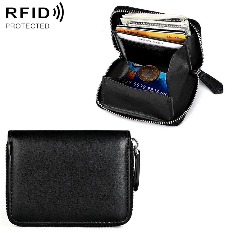 KB228 RFID Genuine Leather Zipper Storage Bag