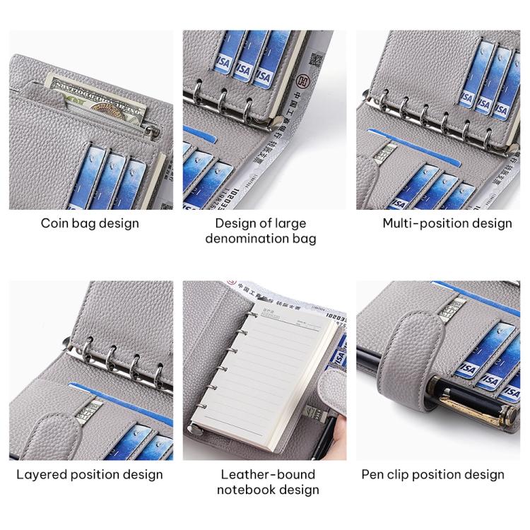 Litchi Pattern A7 Loose Leaf Notebook Passport Holder
