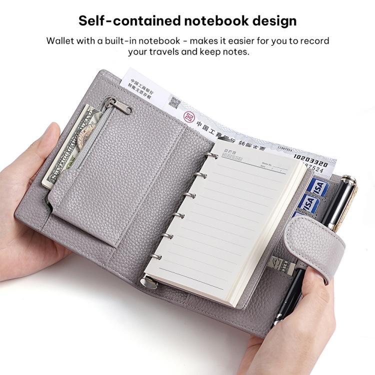 Litchi Pattern A7 Loose Leaf Notebook Passport Holder