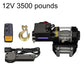 12V 3500-lb electric winch kit with wireless remote, hook, and control wiring