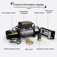 Electric winch with wireless and wired remotes, alloy hook, and control cables