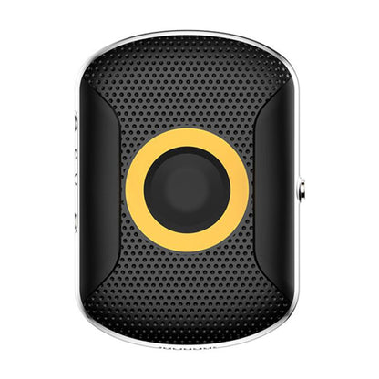 4G GPS location tracker, black device with yellow-ring button on front