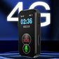 GPS location tracker front view with side profile, SOS icon and green microphone indicator