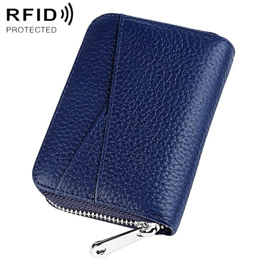 KB20 RFID Genuine Leather Zipper Coin Card Bag