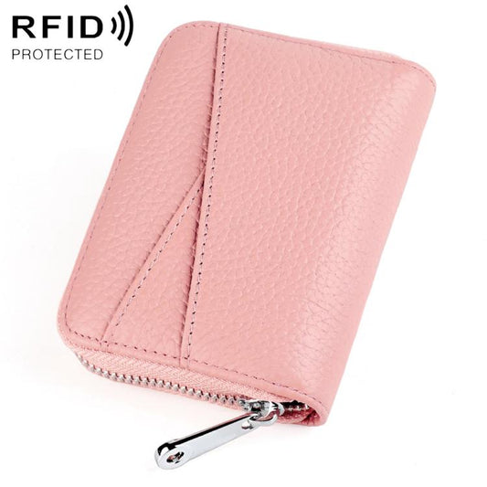 KB20 RFID Genuine Leather Zipper Coin Card Bag