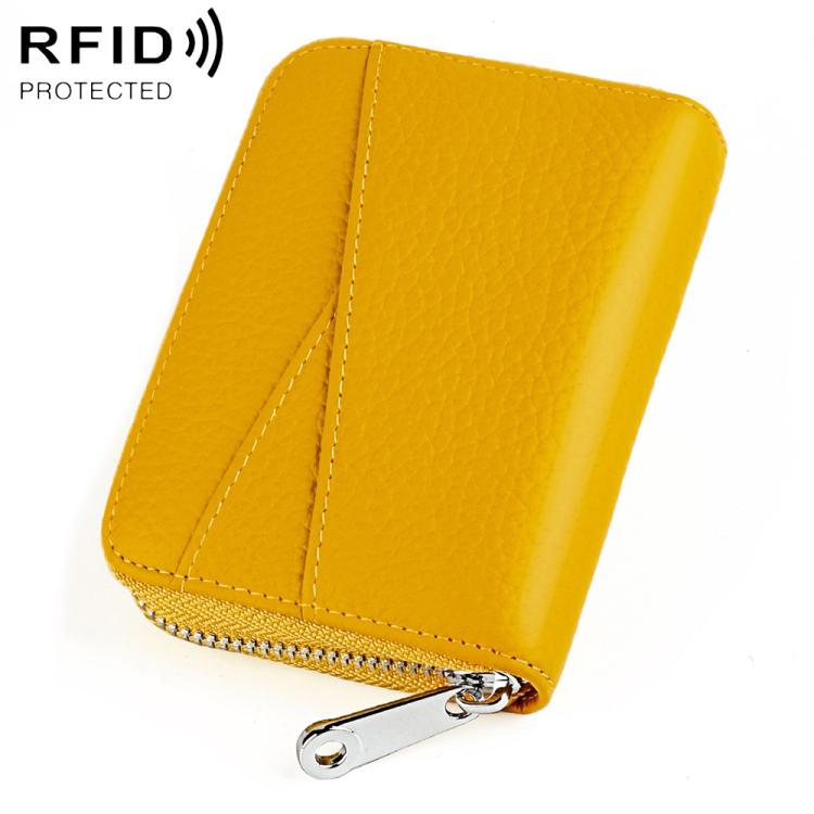 KB20 RFID Genuine Leather Zipper Coin Card Bag