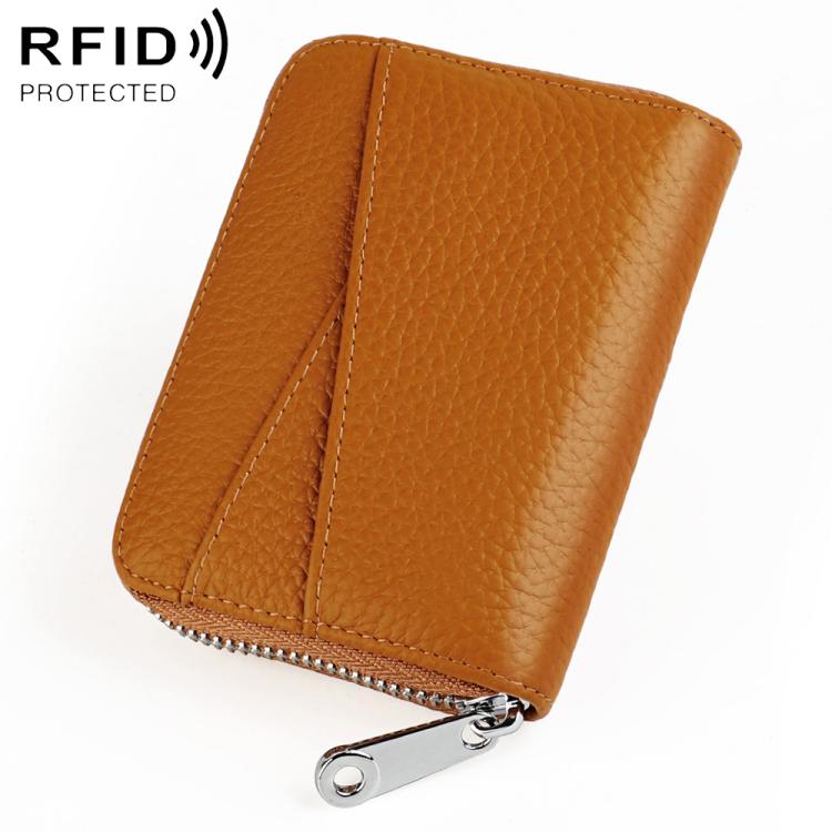 KB20 RFID Genuine Leather Zipper Coin Card Bag