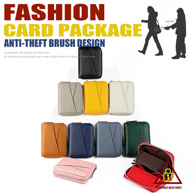 KB20 RFID Genuine Leather Zipper Coin Card Bag