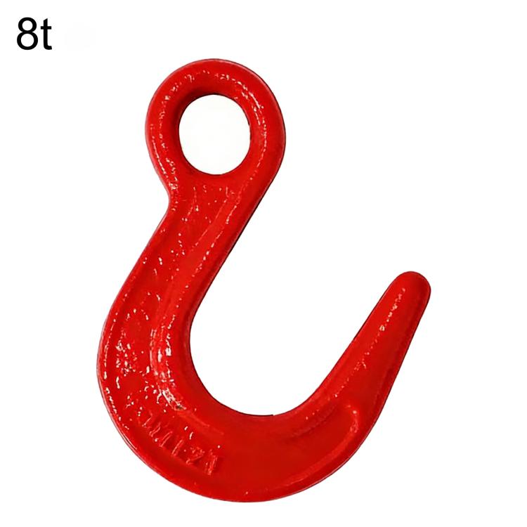 8-ton red steel U-shaped lifting clevis hook with round eye opening