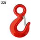 Red alloy steel lifting clevis hook with pin, 22T rated