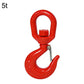 Red alloy lifting hook with safety latch pin, 5 ton capacity