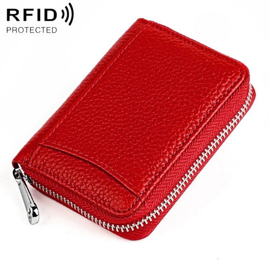 KB301 RFID Anti-theft Genuine Leather Zipper Card Bag
