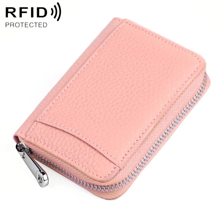 KB301 RFID Anti-theft Genuine Leather Zipper Card Bag