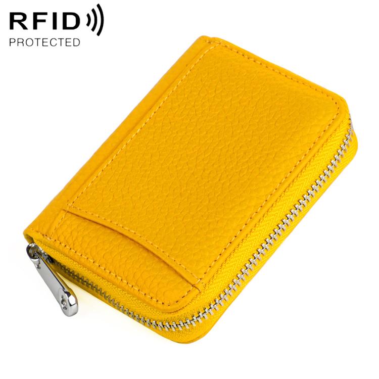 KB301 RFID Anti-theft Genuine Leather Zipper Card Bag