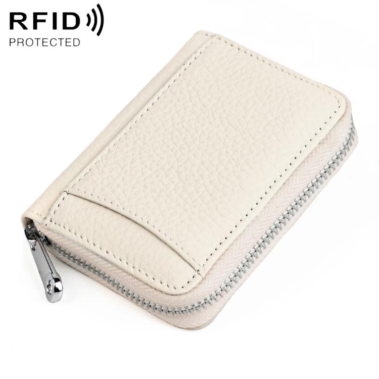 KB301 RFID Anti-theft Genuine Leather Zipper Card Bag
