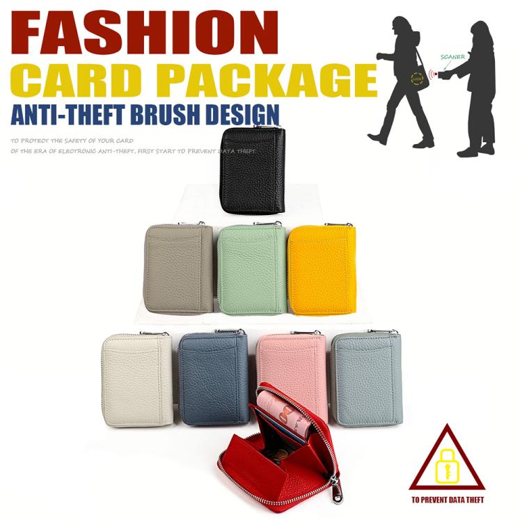 KB301 RFID Anti-theft Genuine Leather Zipper Card Bag