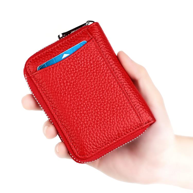KB301 RFID Anti-theft Genuine Leather Zipper Card Bag