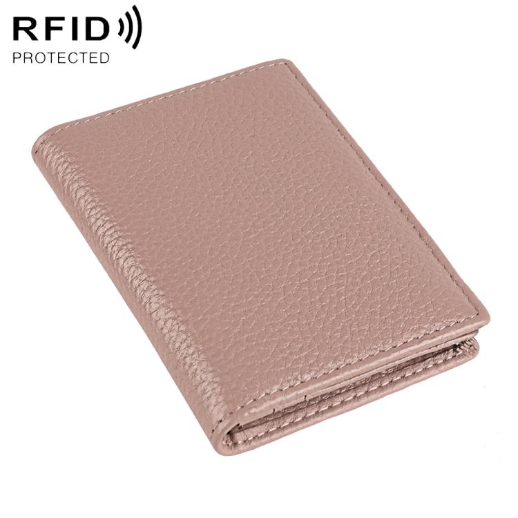 RFID genuine leather business card holder, blush pink