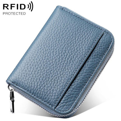 Mini RFID Anti-theft Genuine Leather Zipper Card Bag