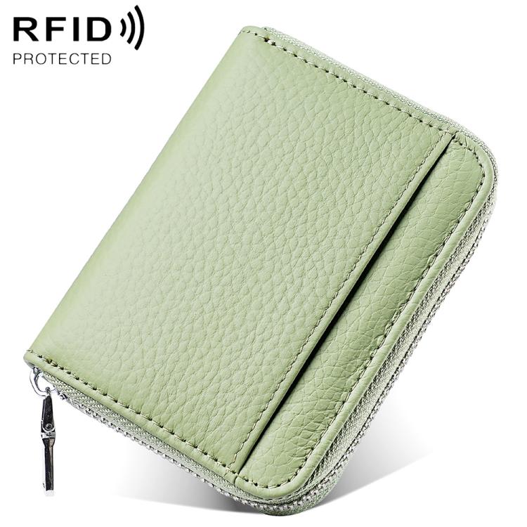 Mini RFID Anti-theft Genuine Leather Zipper Card Bag