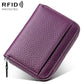 Mini RFID Anti-theft Genuine Leather Zipper Card Bag