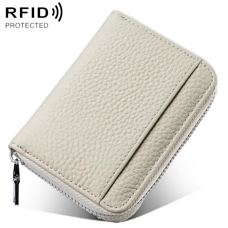 Mini RFID Anti-theft Genuine Leather Zipper Card Bag