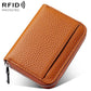Mini RFID Anti-theft Genuine Leather Zipper Card Bag
