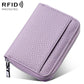 Mini RFID Anti-theft Genuine Leather Zipper Card Bag