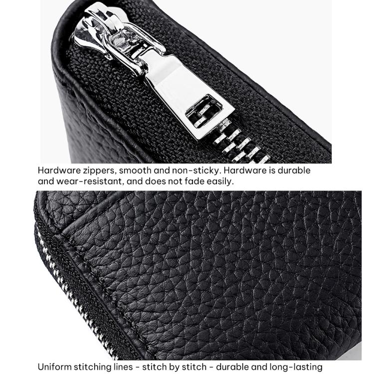 Mini RFID Anti-theft Genuine Leather Zipper Card Bag