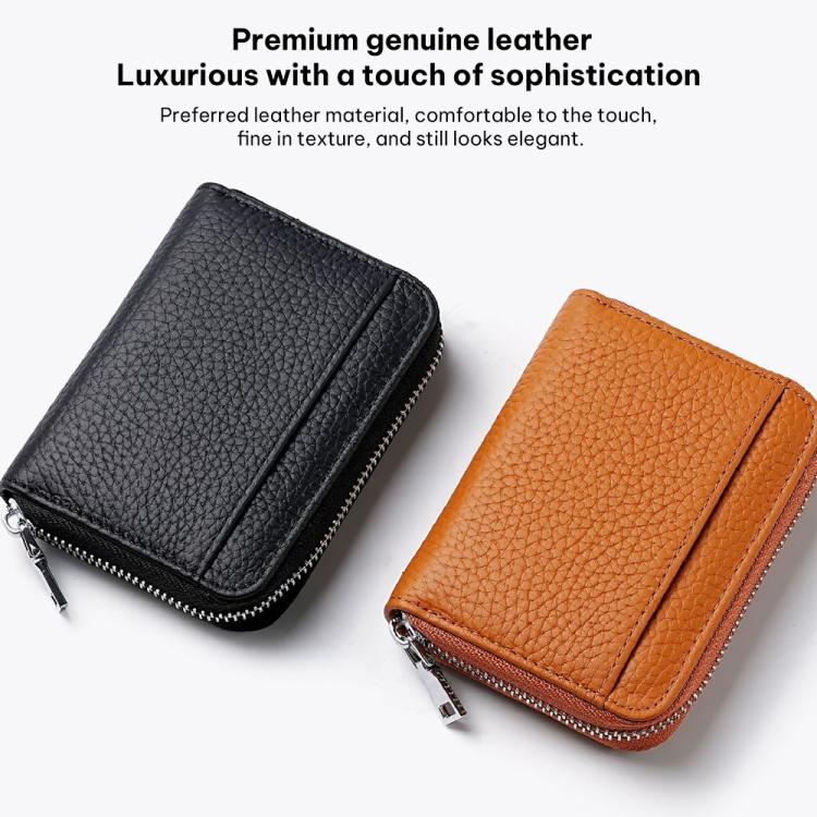 Mini RFID Anti-theft Genuine Leather Zipper Card Bag