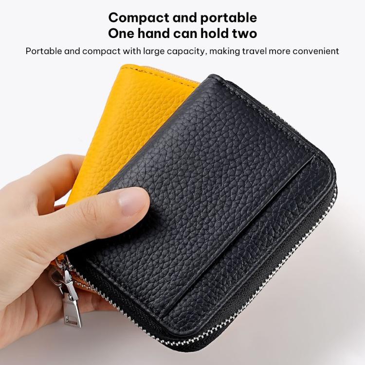 Mini RFID Anti-theft Genuine Leather Zipper Card Bag