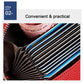 Red leather card holder interior with accordion-style card compartments