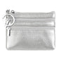 Genuine Leather Double Zipper Key Coin Purse