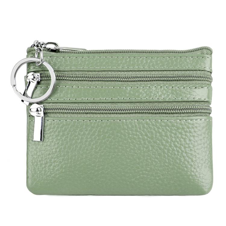 Genuine Leather Double Zipper Key Coin Purse