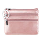 Genuine Leather Double Zipper Key Coin Purse