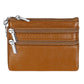 Genuine Leather Double Zipper Key Coin Purse