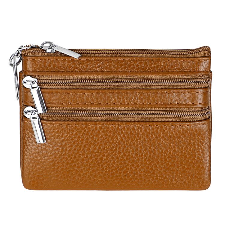Genuine Leather Double Zipper Key Coin Purse