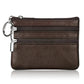 Genuine Leather Double Zipper Key Coin Purse