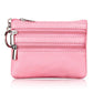 Genuine Leather Double Zipper Key Coin Purse
