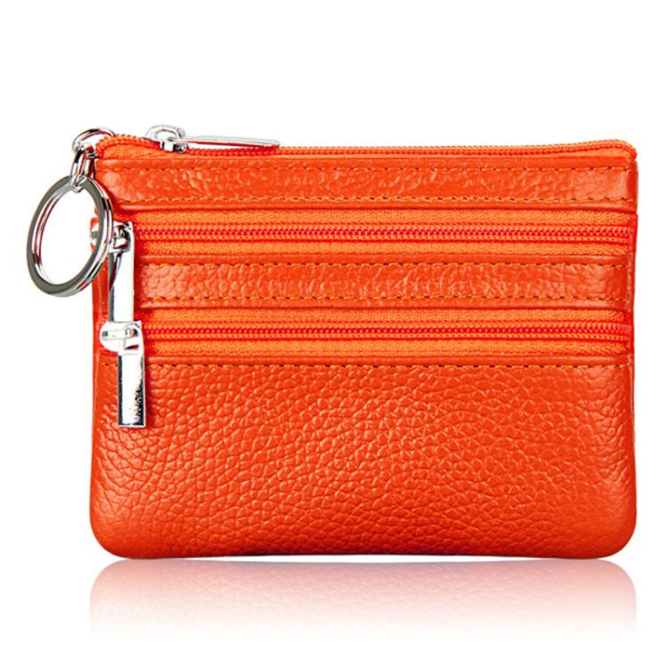 Genuine Leather Double Zipper Key Coin Purse