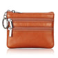 Genuine Leather Double Zipper Key Coin Purse
