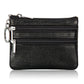 Genuine Leather Double Zipper Key Coin Purse