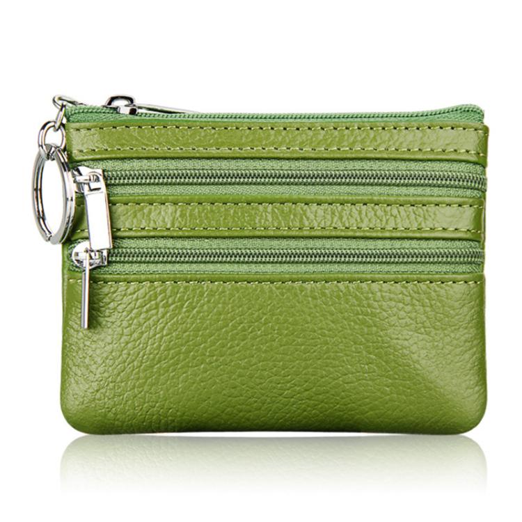 Genuine Leather Double Zipper Key Coin Purse